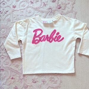 Zara - Barbie Cream Kids Top with Pink Barbie Logo 🎀